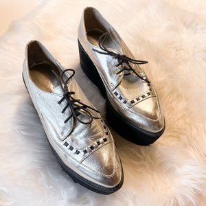 Silver Platform Oxfords